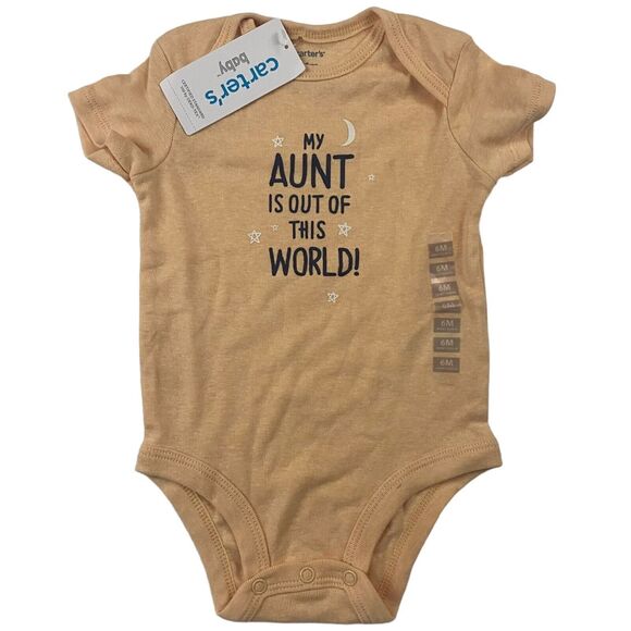 NWT Carter's Orange Short Sleeve Bodysuit "My Aunt Out Of This World” Sz 6 Mo - Picture 1 of 9